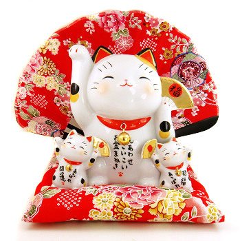A0055 - Japan's Genuine kiln Pharmacist Jin Shan Fu Cat Lucky Cat