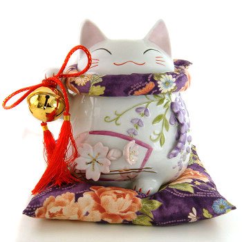 A0065 - Japanese Ceramic Lucky Cat Tao Yue Tong Zi Tenghua