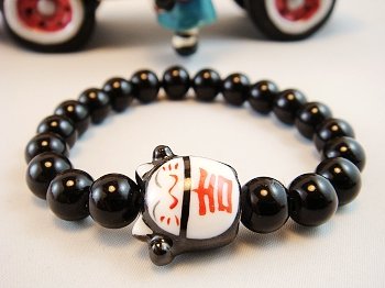 A0120 - Japanese Lucky Cat Genuine Tao Yue Tang Bracelet (Black)