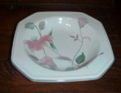 2 SILK FLOWERS Mikasa Continental RIMMED SOUP BOWLS
