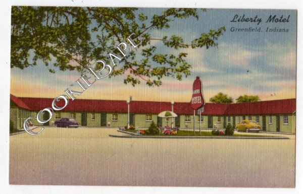 Vtg LIBERTY MOTEL, GREENFIELD INDIANA IN Postcard F65