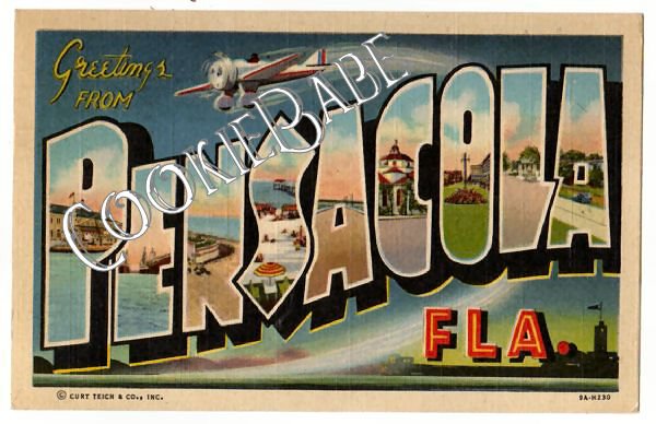 Vtg PENSACOLA FL POSTCARD LLG 1946 Red Cross CX F 96