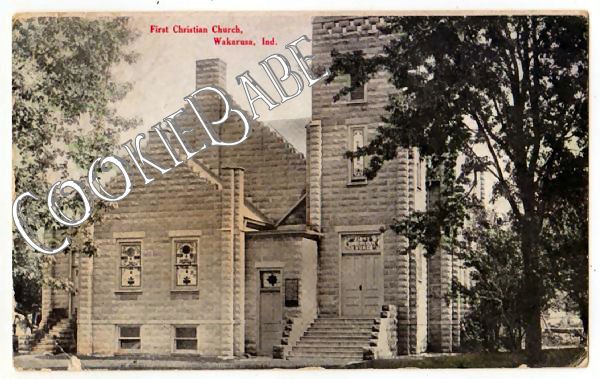 1909 WAKARUSA, IN First Christian Church Vtg Postcard