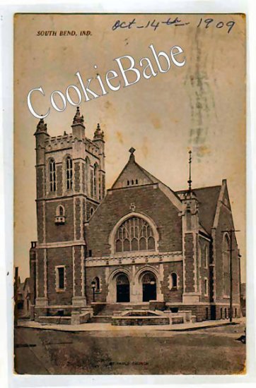 1909 SOUTH BEND St. Paul's Church Vintage Postcard F117