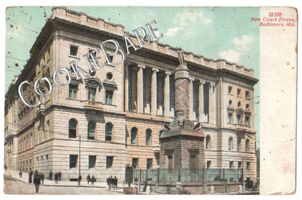 1909 New COURT HOUSE BALTIMORE MD Postcard F43