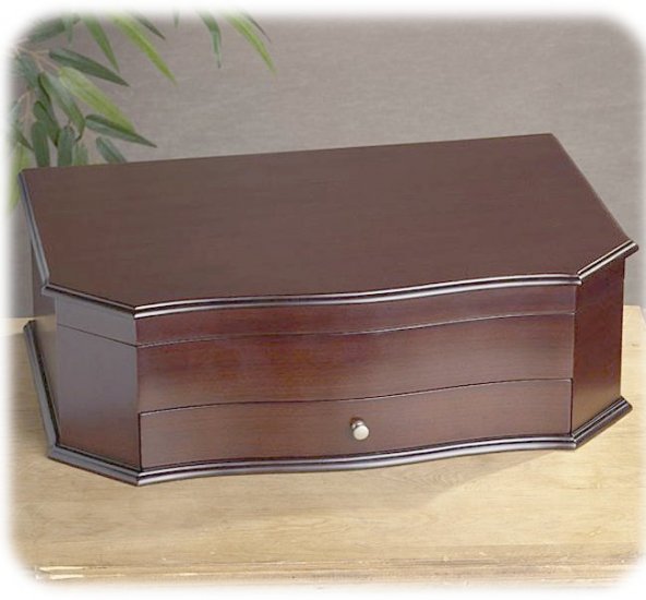 New! Wallace BOW FRONT FLATWARE CHEST Dk Walnut