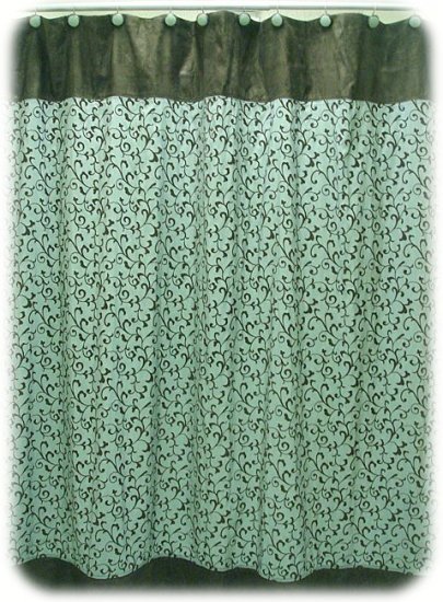 NEW Jessica McClintock BECALL Aqua/Brown Shower Curtain