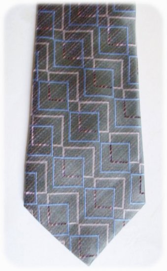 GEOFFREY BEENE Mens 100% SILK TIE Olive Green w Lines
