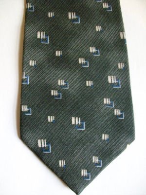 GEOFFREY BEENE Mens 100% SILK TIE Olive Green w Squares