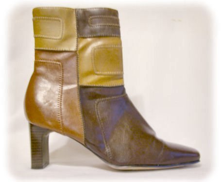 BROWN Dress Casual *PATCHWORK* BOOTS Size 8.5 Shoes