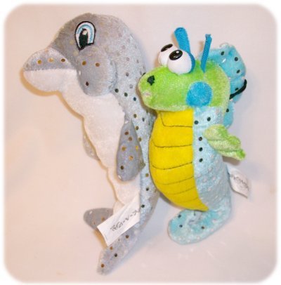 PLUSH SEAHORSE & DOLPHIN Sparkly Stuffed Animals
