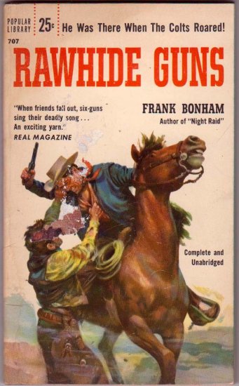 Rawhide Guns, Frank Bonham, Vintage Paperback Book, Western, Popular Library #707