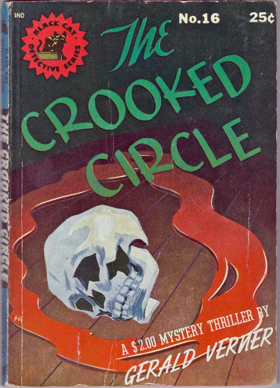 The Crooked Circle, Gerald Verner, Vintage Paperback Book, Digest, Black Cat #16, Mystery
