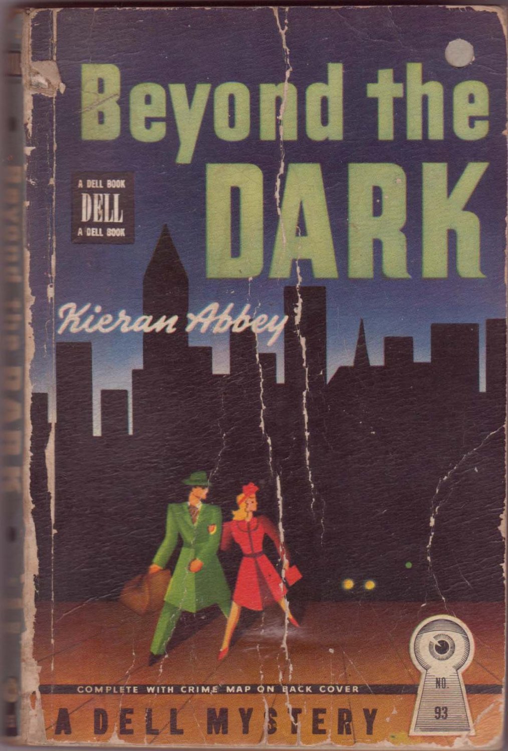 Beyond The Dark, Kieran Abbey, Vintage Paperback Book, Dell Mapback #93, Mystery