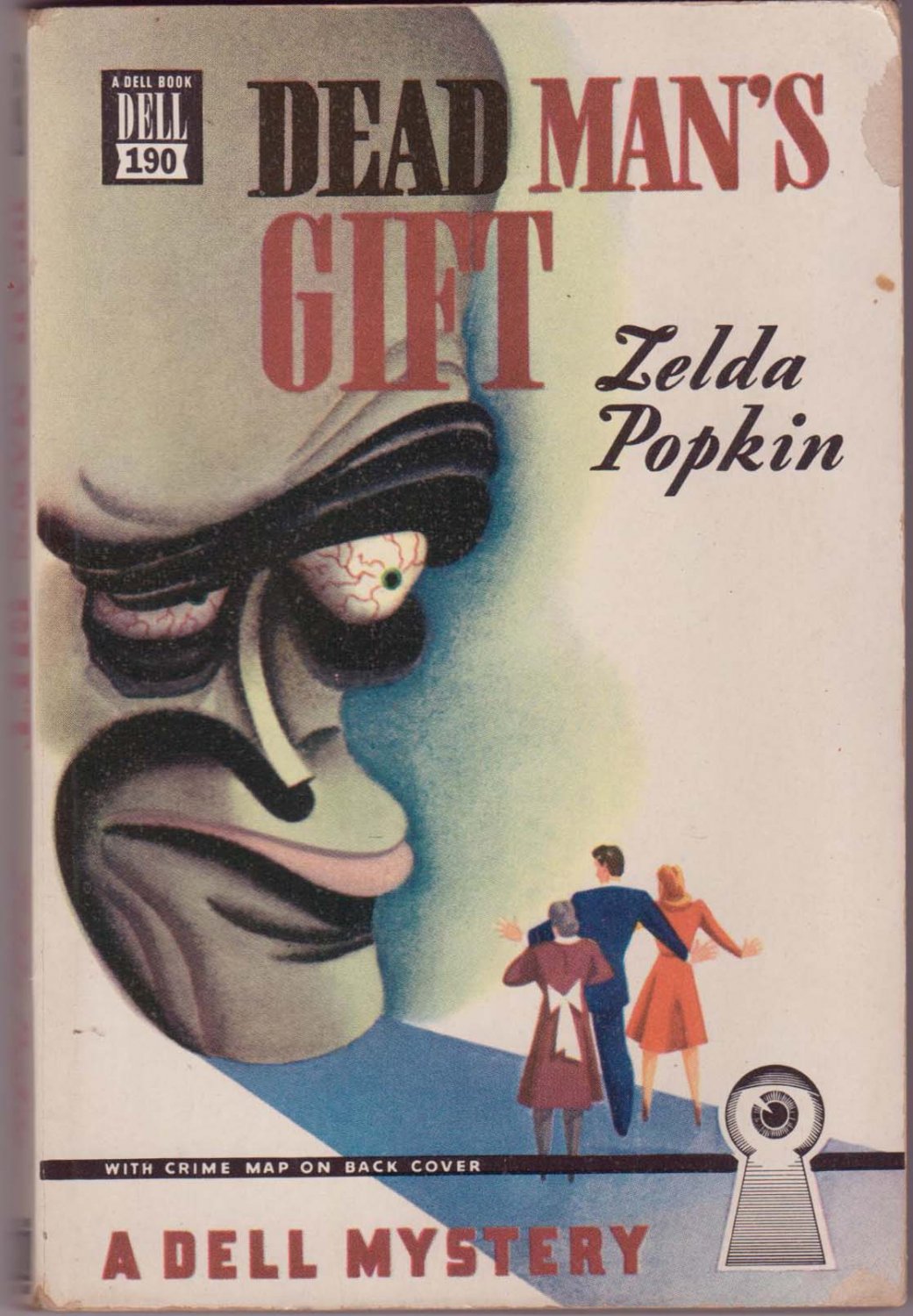 Dead Man's Gift, Zelda Popkin, Vintage Paperback Book, Dell Mapback #190, Mystery