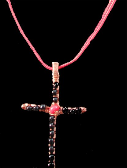 Copper Beaded Cross
