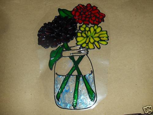 Flowers Faux Stained Window Cling