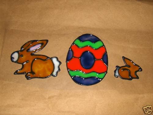 Easter Egg and Bunnies Faux Stained Window Cling