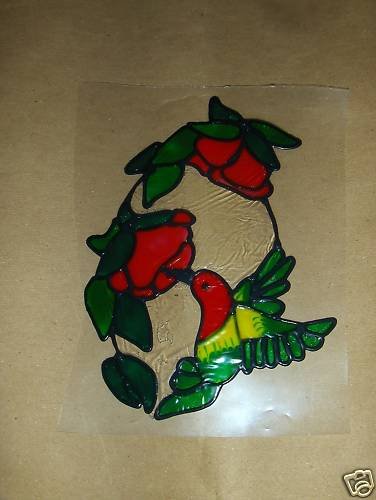 Hummingbird Oval Faux Stained Window Cling