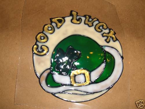 St Patty's Day Good Luck Faux Stained Window Cling