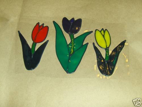 Tulips Faux Stained Window Cling