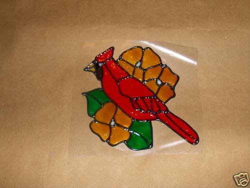 Cardinal Faux Stained Window Cling