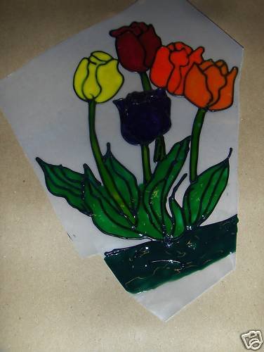 Tulips Faux Stained Window Cling