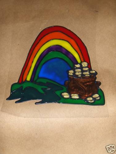 St Patty's Day Pot Of Gold Faux Stained Window Cling