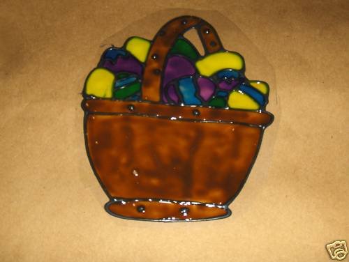 Basket Of Easter Eggs Faux Stained Window Cling
