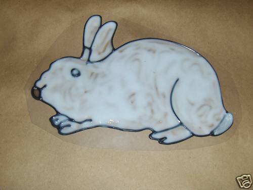 White Bunny Faux Stained Window Cling