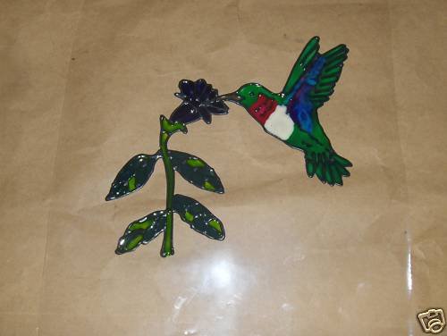 Hummingbirds Faux Stained Window Cling