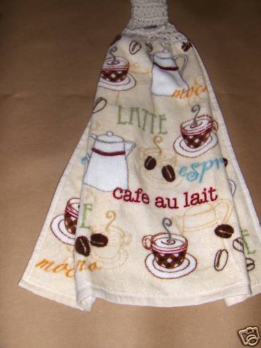 Coffee Hanging Kitchen Crochet Top Dish Towel