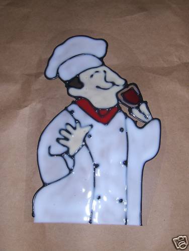 Wine Chef #4 Faux Stained Window Cling