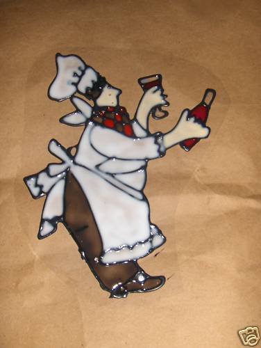 Wine Chef #3 Faux Stained Window Cling