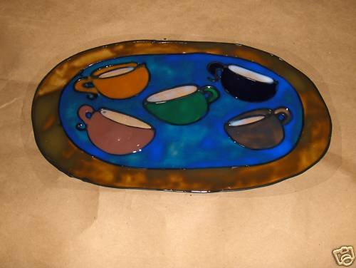 5 Cups of Coffee Faux Stained Window Cling