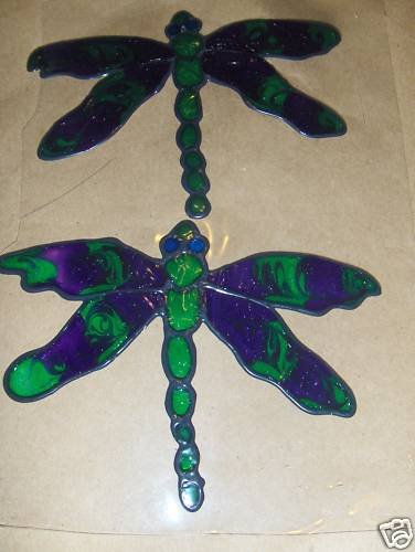 Dragonflies Faux Stained Window Cling