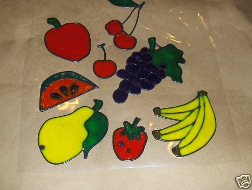 Assortment Of Fruit Faux Stained Window Cling