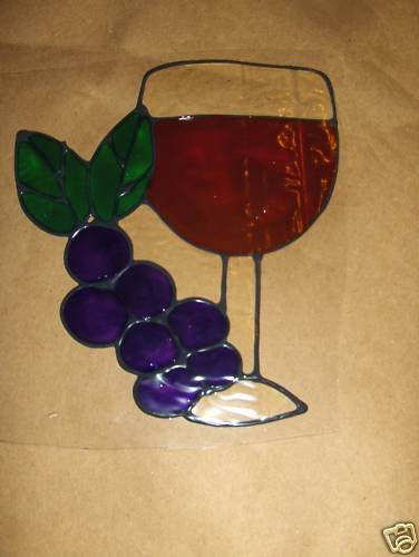 Wine & Grapes Faux Stained Window Cling
