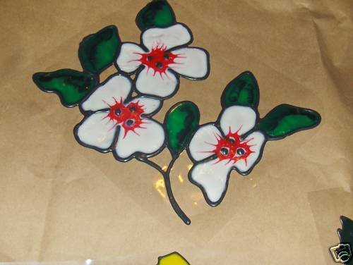 Dogwood Flower Faux Stained Window Cling
