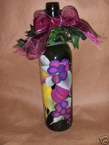 Purple Grapes! Lighted Wine Bottle