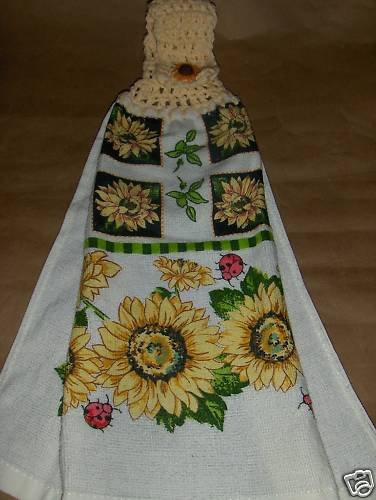 Sunfowers Crochet Top Dish Towel