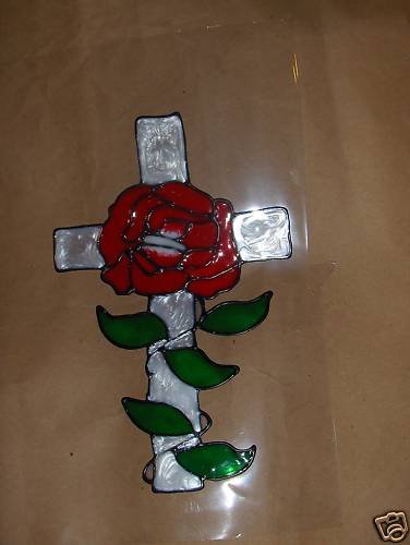 White Cross ! Faux Stained Window Cling