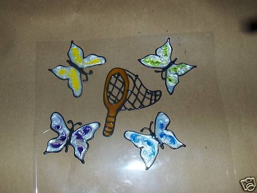 Butterfly's & Net Faux Stained Window Cling