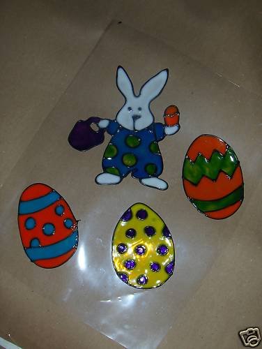 Easter Eggs & Bunny Faux Stained Window Cling