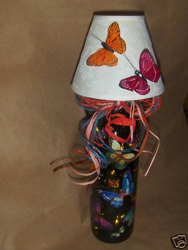 Butterfly's With Shade Lighted Wine Bottle