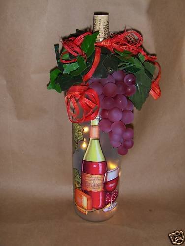 Red Wine And Grapes ! Lighted Wine Bottle