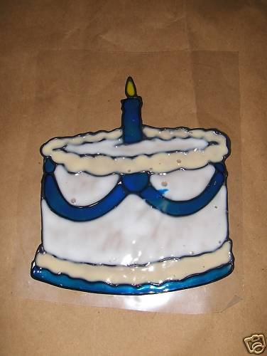 Birthday Cake Faux Stained Window Cling