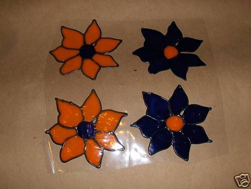 4 Flowers Faux Stained Window Cling