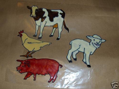 Farm Anamils Faux Stained Window Cling