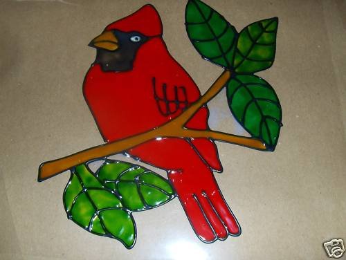 Cardinal Faux Stained Window Cling